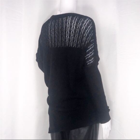 LA Made xRevolve Black Lightweight Crew Neck Sweater with Open Knit Detail SzSm - Picture 7 of 16